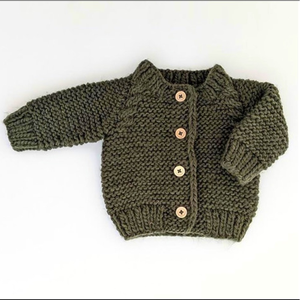 Loden Garter Stitch Cardigan Sweater